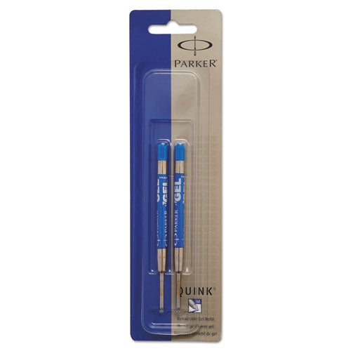 Refill For Parker Retractable Gel Ink Roller Ball Pens, Medium Conical Tip,  Blue Ink, 2/pack