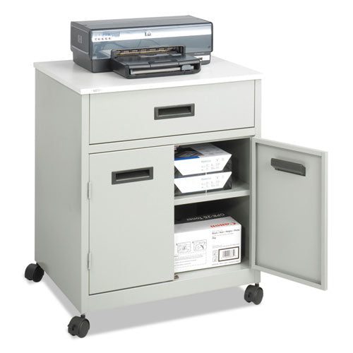 Steel Machine Stand With Pullout Drawer, Engineered Wood, 3 Shelves, 1 Drawer, 25" X 20" X 29.75", Gray