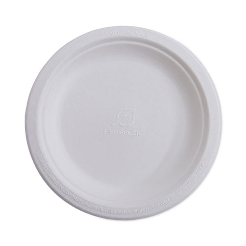 Renewable Sugarcane Dinnerware, Plate, 10" Dia, Natural White, 50/pack