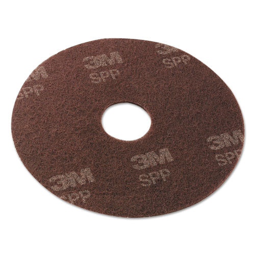 Surface Prep Floor Pads, 16" Diameter, Brown, 10/carton