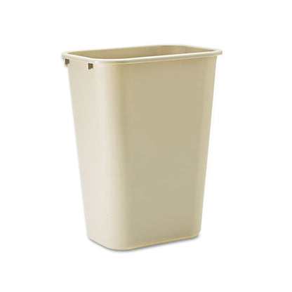 Deskside Plastic Wastebasket, 10.25 Gal, Plastic, Beige