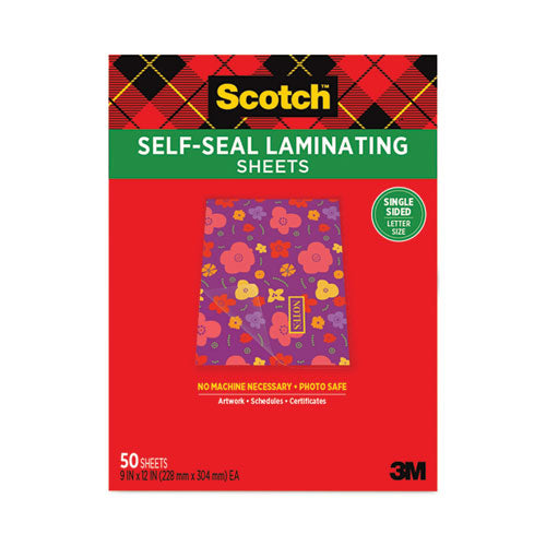 Self-sealing Laminating Sheets, 6 Mil, 9.06 X 11.63, Gloss Clear, 50/pack
