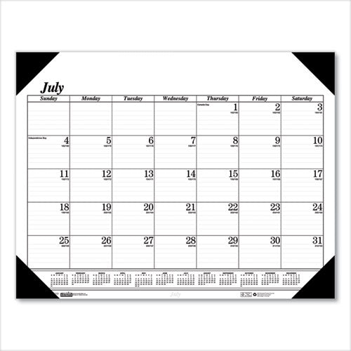 Recycled Economy Academic Desk Pad Calendar, 22 X 17, White/black Sheets, Black Binding/corners,14-month(july-aug): 2023-2024