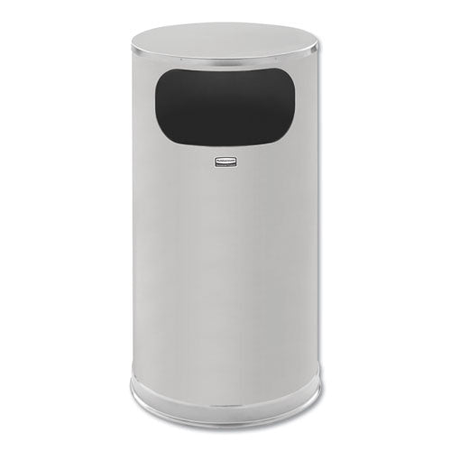 European And Metallic Series Waste Receptacle With Large Side Opening, 12 Gal, Steel, Satin Stainless