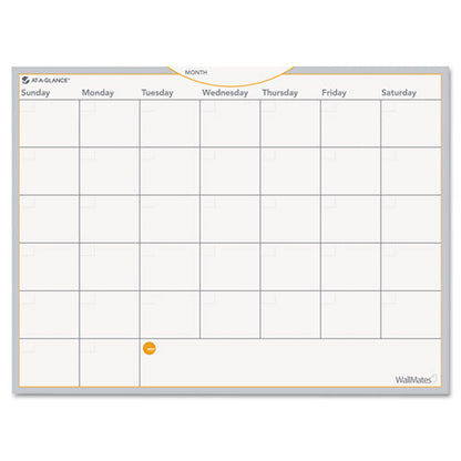 Wallmates Self-adhesive Dry Erase Monthly Planning Surfaces, 24 X 18, White/gray/orange Sheets, Undated