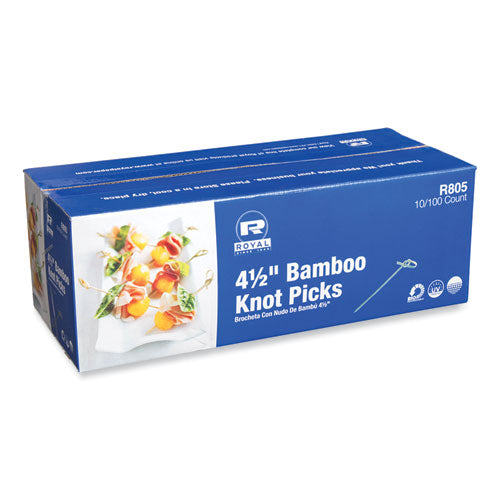Knotted Bamboo Pick, Natural, 4.5", 100 Pack, 10 Packs/carton