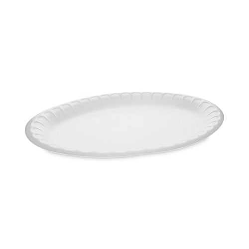 Placesetter Satin Non-laminated Foam Dinnerware, Oval Platter, 11.5 X 8.5, White, 500/carton