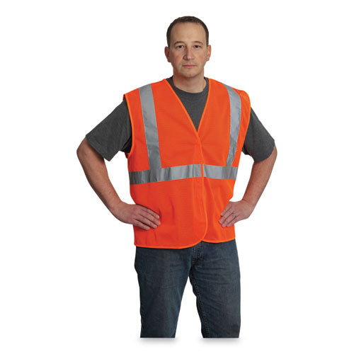 Ansi Class 2 Hook And Loop Safety Vest, X-large, Hi-viz Orange