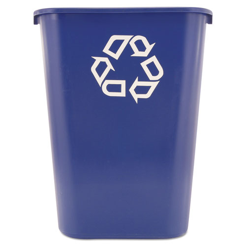 Deskside Recycling Container With Symbol, Large, 41.25 Qt, Plastic, Blue