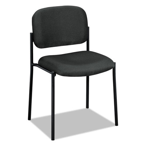 Vl606 Stacking Guest Chair Without Arms, Fabric Upholstery, 21.25" X 21" X 32.75", Charcoal Seat, Charcoal Back, Black Base