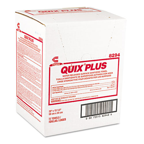 Quix Plus Cleaning And Sanitizing Towels, 13.5 X 20, Pink, 72/carton