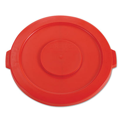 Brute Self-draining Flat Top Lids For 32 Gal Round Brute Containers, 22.25" Diameter, Red