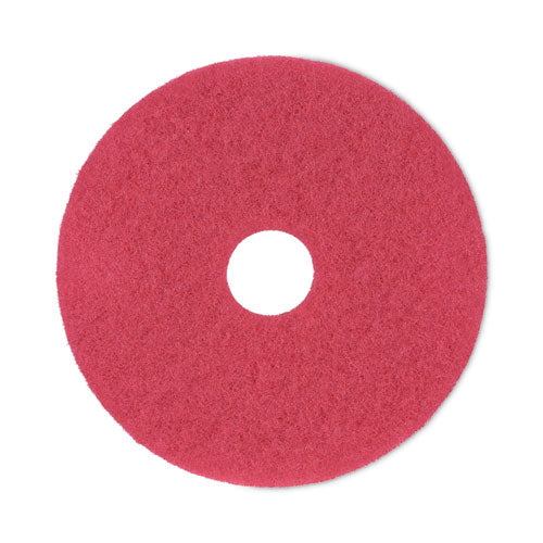 Buffing Floor Pads, 17" Diameter, Red, 5/carton