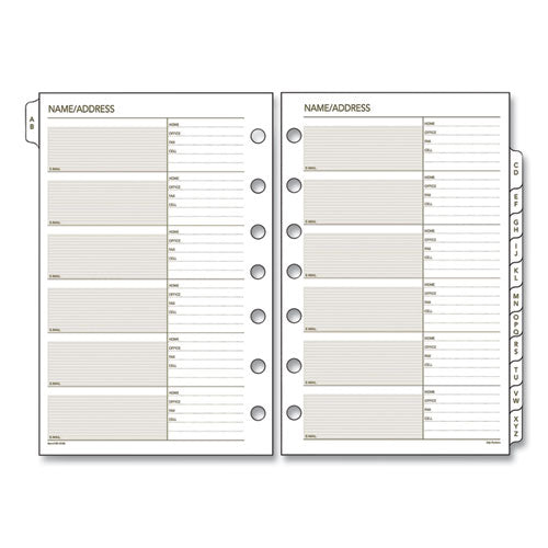 Telephone/address 1/12-cut A-z Tab Refill For Planners/organizers, 8.5 X 5.5, White Sheets, Undated