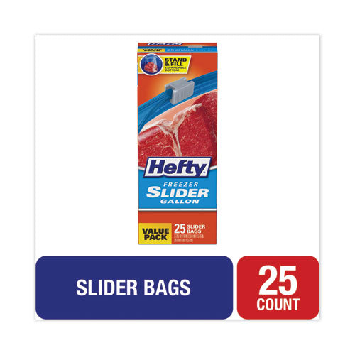 Slider Bags, 1 Gal, 2.5 Mil, 10.56" X 11", Clear, 25 Bags/box, 9 Boxes/carton