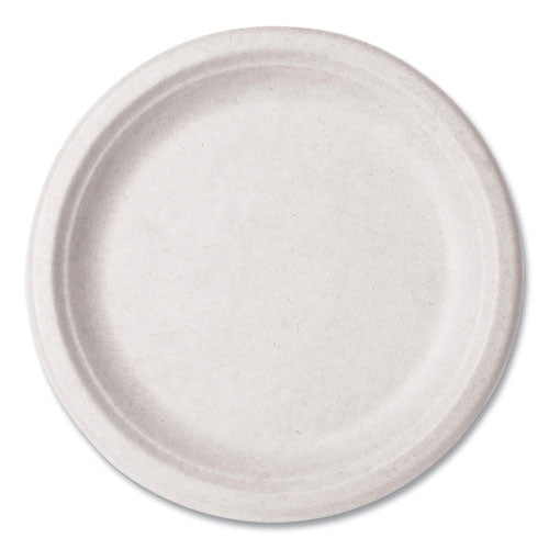 Nourish Molded Fiber Tableware, Plate, 9" Diameter, White, 500/carton