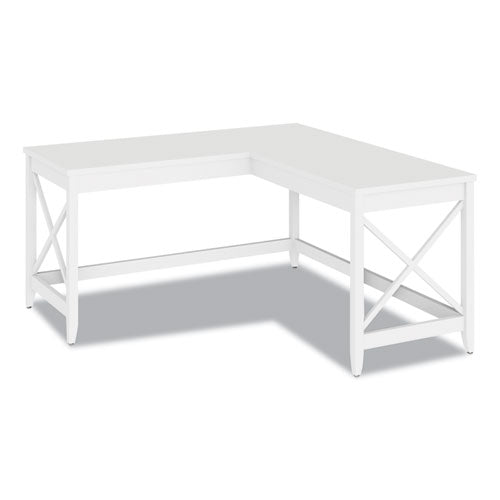 L-shaped Farmhouse Desk, 58.27" X 58.27" X 29.53", White