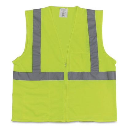 Ansi Class 2 Two-pocket Zipper Mesh Safety Vest, X-large, Hi-viz Lime Yellow