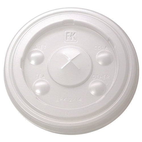Kal-clear/nexclear Drink Cup Lids, Flat W/x-style Straw Slot, Flavor Buttons, Fits 12-14 Oz Cold Cups, Translucent, 1,000/ct