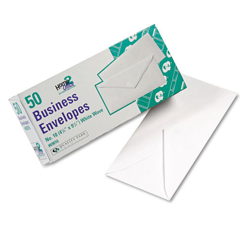 White Wove Business Envelope Convenience Packs, #10, Bankers Flap, Gummed Closure, 4.13 X 9.5, White, 50/box