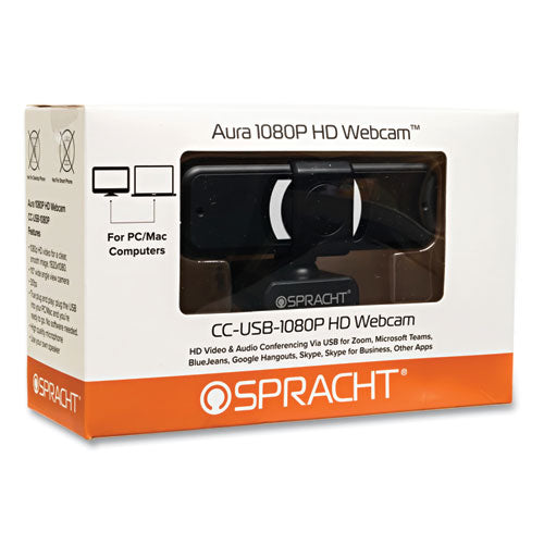 Aura 1080p Hd Web Cam, 1920 X 1080 Pixels, 2.1 Mpixels, Black