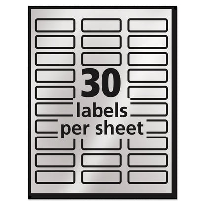 Foil Mailing Labels, Inkjet Printers, 0.75 X 2.25, Silver, 30/sheet, 10 Sheets/pack