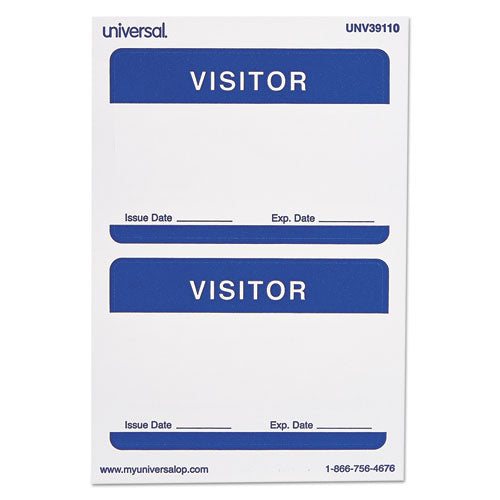 "visitor" Self-adhesive Name Badges, 3.5 X 2.25, White/blue, 100/pack