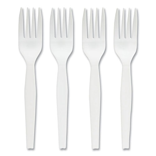 Eco-id Mediumweight Compostable Cutlery, Fork, White, 300/pack