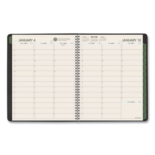 Recycled Weekly Vertical-column Format Appointment Book, 8.75 X 7, Black Cover, 12-month (jan To Dec): 2024