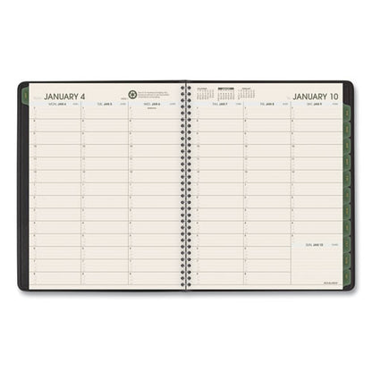 Recycled Weekly Vertical-column Format Appointment Book, 8.75 X 7, Black Cover, 12-month (jan To Dec): 2024