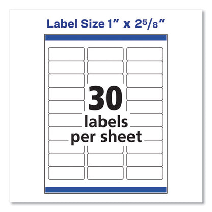 Easy Peel White Address Labels W/ Sure Feed Technology, Laser Printers, 1 X 2.63, White, 30/sheet, 25 Sheets/pack