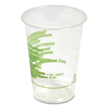 Eco-id Compostable Pla Corn Plastic Cold Cups, 16 Oz, Clear/green, 50/pack, 6 Packs/carton