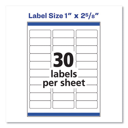 Easy Peel White Address Labels W/ Sure Feed Technology, Laser Printers, 1 X 2.63, White, 30/sheet, 250 Sheets/pack