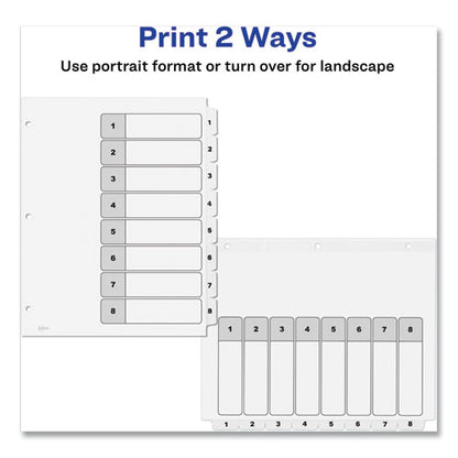 Customizable Table Of Contents Ready Index Black And White Dividers, 8-tab, 1 To 8, 11 X 8.5, White, 6 Sets