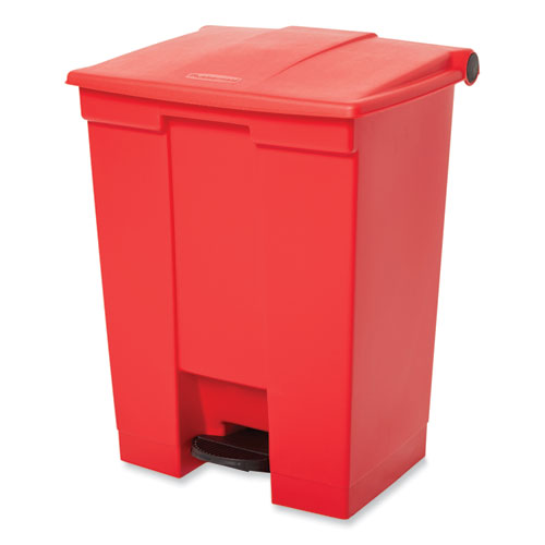 Indoor Utility Step-on Waste Container, 18 Gal, Plastic, Red