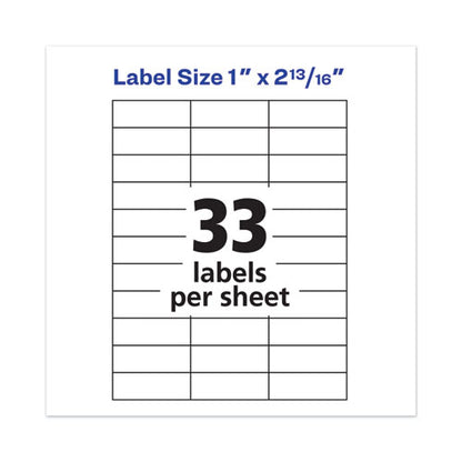 Copier Mailing Labels, Copiers, 1 X 2.81, White, 33/sheet, 500 Sheets/box