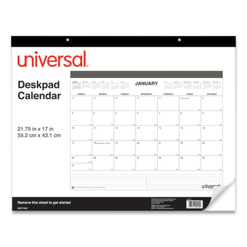 Desk Pad Calendar, 22 X 17, White/black Sheets, Black Binding, Clear Corners, 12-month (jan To Dec): 2024