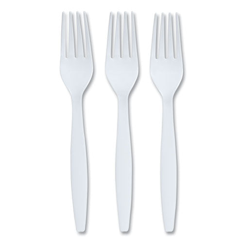 Heavyweight Plastic Cutlery, Fork, White, 100/pack