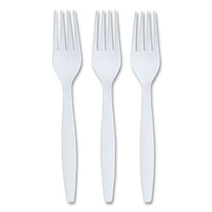 Heavyweight Plastic Cutlery, Fork, White, 100/pack