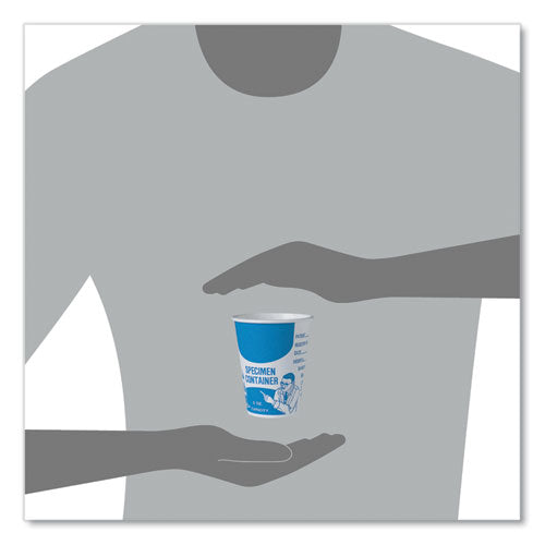 Paper Specimen Cups, 8 Oz, Blue/white, 50/sleeve, 20 Sleeves/carton