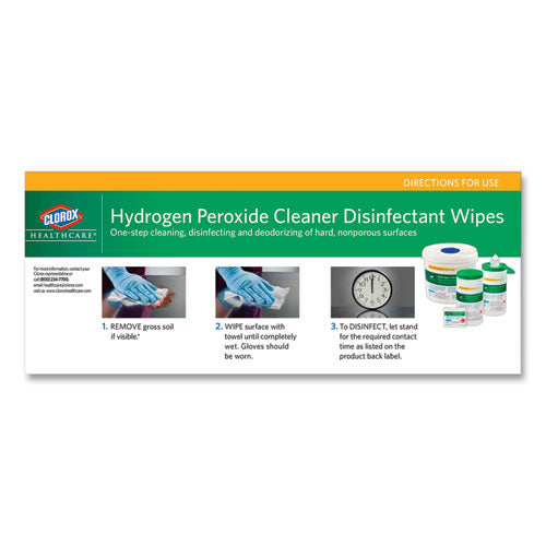Hydrogen Peroxide Cleaner Disinfectant Wipes, 9 X 6.75, Unscented, White, 95/canister, 6 Canisters/carton