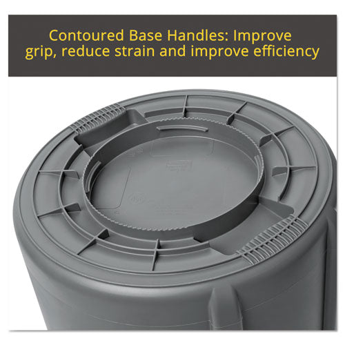 Vented Round Brute Container, 20 Gal, Plastic, Yellow