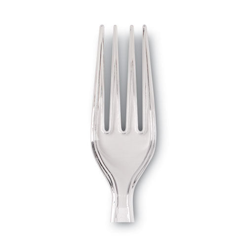 Plastic Cutlery, Forks, Heavyweight, Clear, 1,000/carton