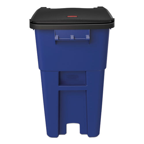 Square Brute Rollout Container, 50 Gal, Molded Plastic, Blue