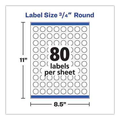 Printable Self-adhesive Permanent Id Labels W/sure Feed, 0.75" Dia, Clear, 400/pk
