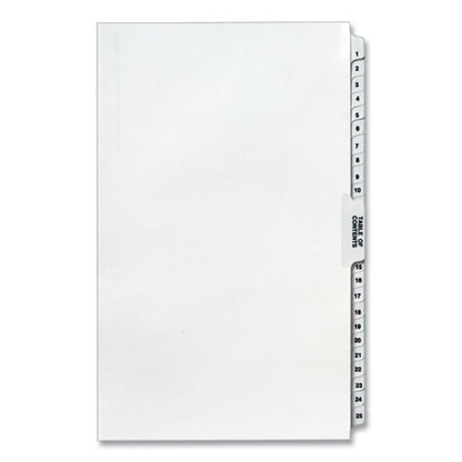 Preprinted Legal Exhibit Side Tab Index Dividers, Avery Style, 26-tab, 1 To 25, 14 X 8.5, White, 1 Set