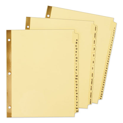Preprinted Laminated Tab Dividers With Gold Reinforced Binding Edge, 25-tab, A To Z, 11 X 8.5, Buff, 1 Set