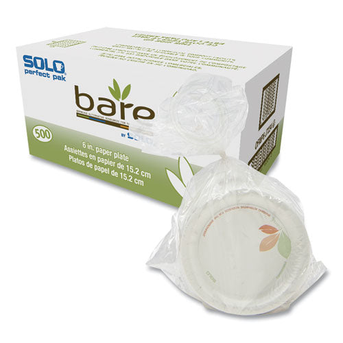 Bare Eco-forward Paper Dinnerware Perfect Pak, Plate, 6" Dia, Green/tan, 125/pack, 4 Packs/carton