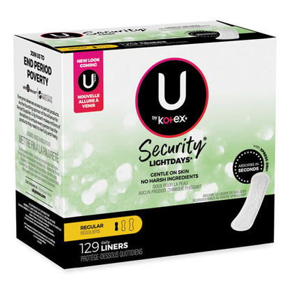 U By Kotex Security Lightdays Liners, Unscented, 129/pack