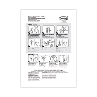 General Purpose Wire Hooks, Medium, Metal, White, 3 Lb Capacity, 2 Hooks And 4 Strips/pack